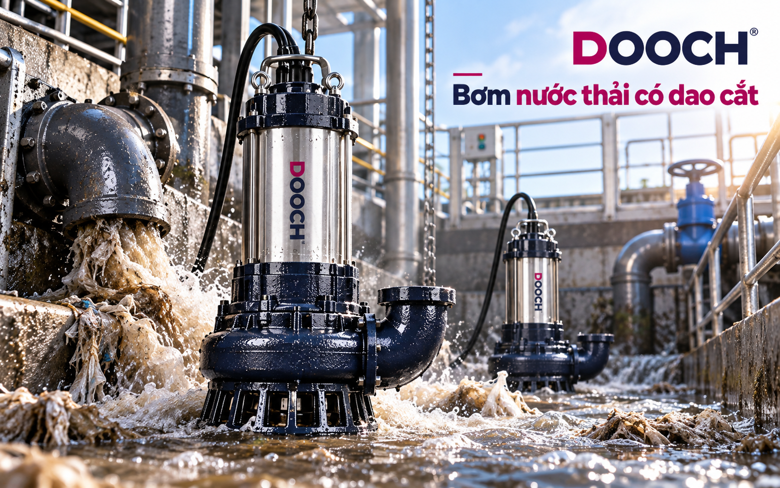 Bơm chìm nước thải DOOCH tại hệ thống xử lý nước thải công nghiệp