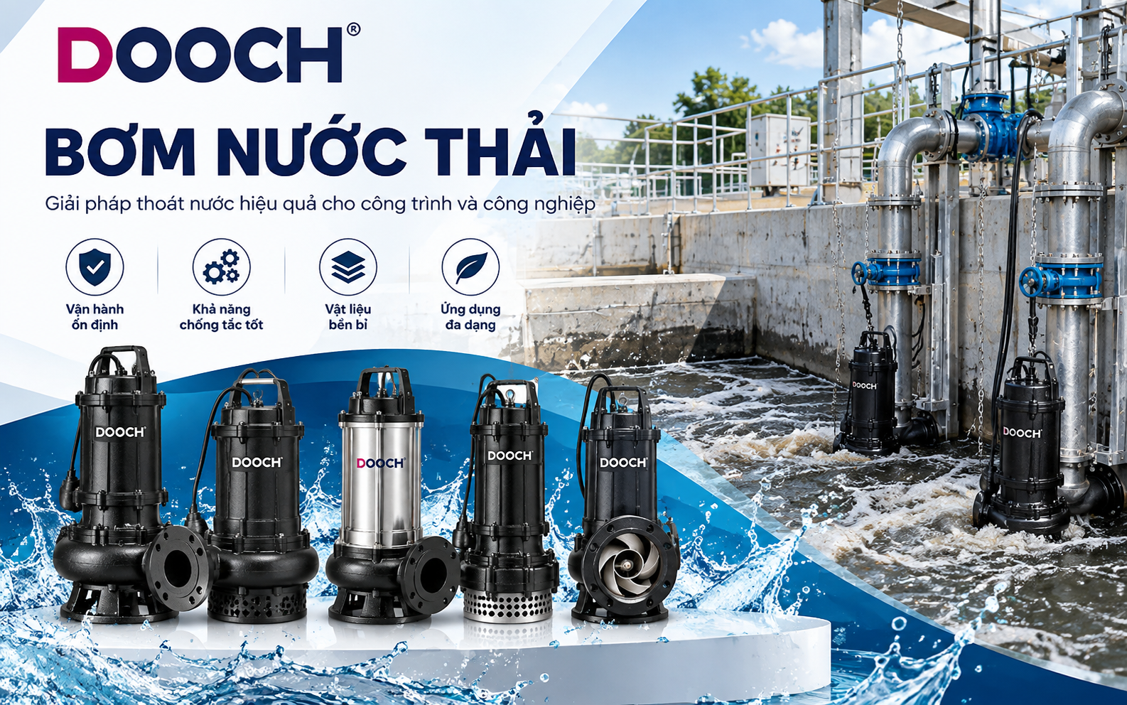 Bơm nước thải DOOCH VINA cho công trình và công nghiệp